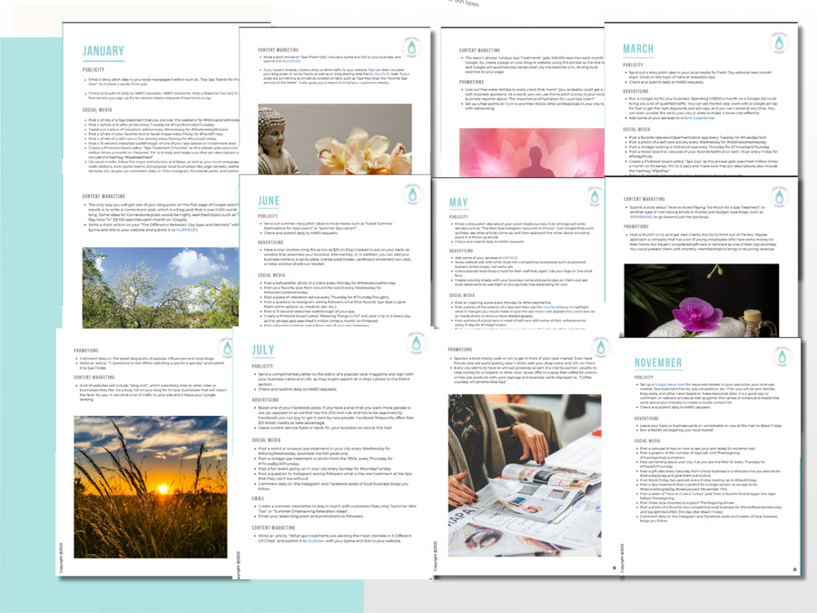 Beauty Business 12 Month Marketing Plan | Branding | Skincare Planner | Business Plan | Social Media Marketing | Facebook | Instagram