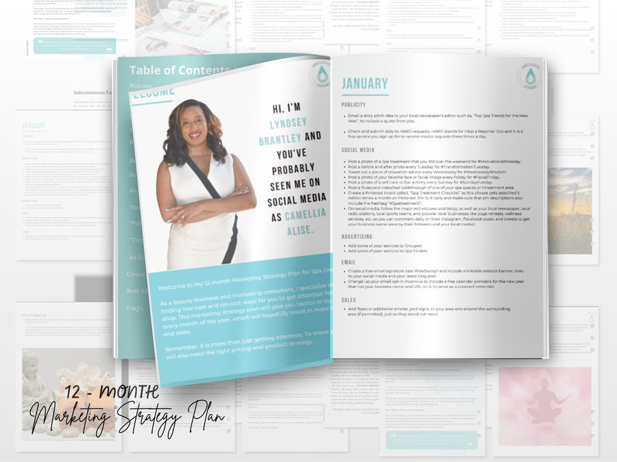 Beauty Business 12 Month Marketing Plan | Branding | Skincare Planner | Business Plan | Social Media Marketing | Facebook | Instagram